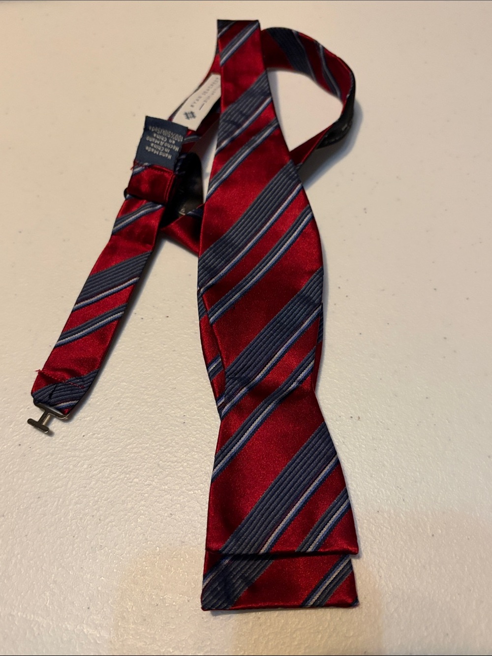Ryan Seacrest Red and Navy Diagonal Stripe Bow Tie
